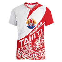 Personalised Tahiti Va'a Race Women V-Neck T-Shirt Polynesian Tattoos Sporty Style LT03 Female Red - Polynesian Pride