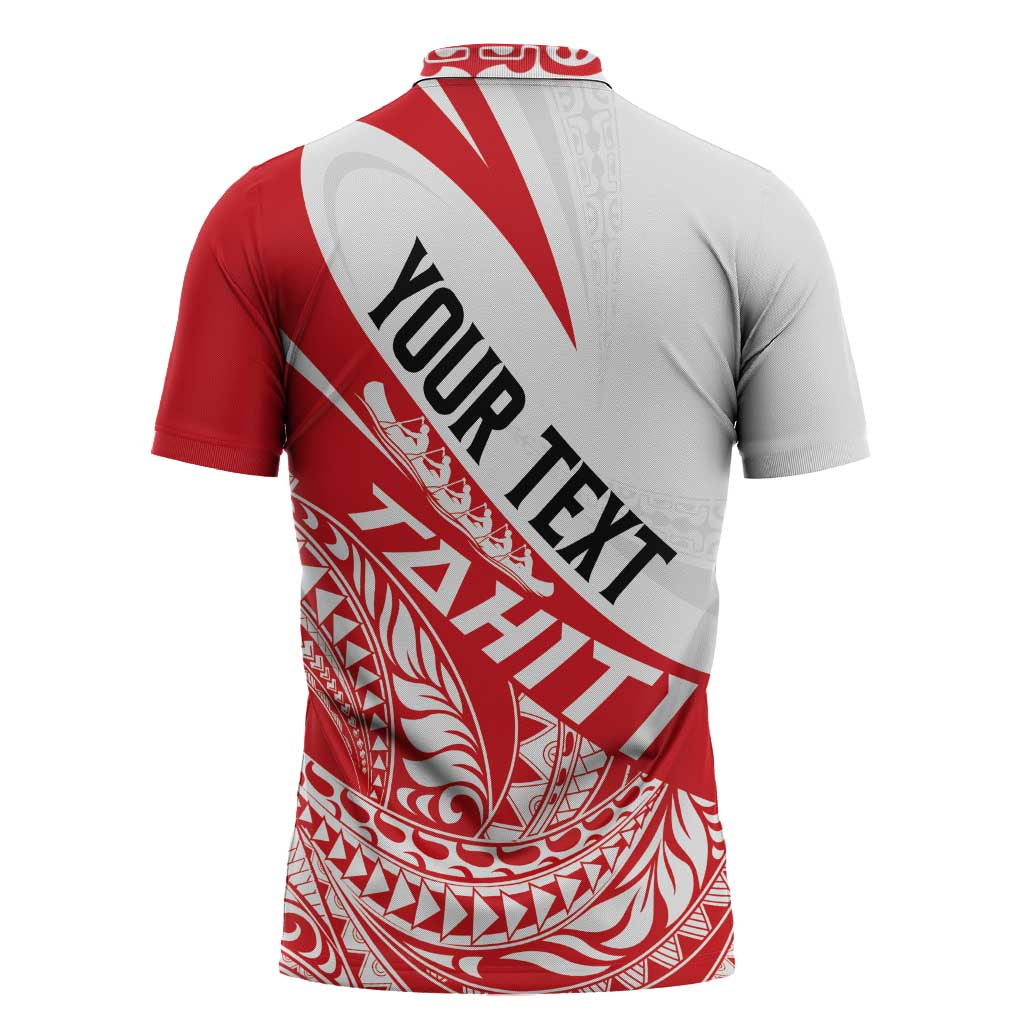 Personalised Tahiti Va'a Race Zipper Polo Shirt Polynesian Tattoos Sporty Style LT03 - Polynesian Pride