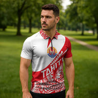 Personalised Tahiti Va'a Race Zipper Polo Shirt Polynesian Tattoos Sporty Style LT03 - Polynesian Pride
