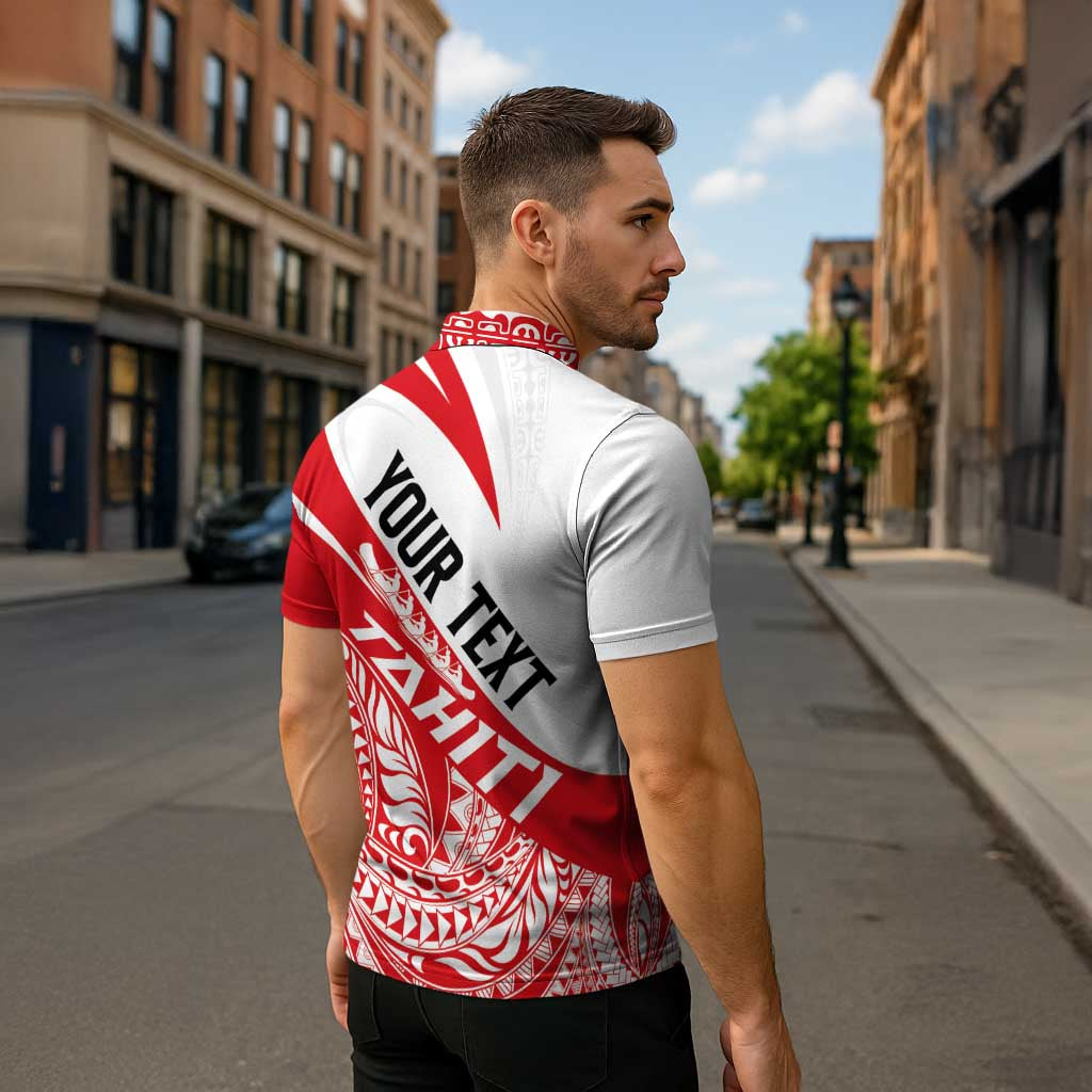 Personalised Tahiti Va'a Race Zipper Polo Shirt Polynesian Tattoos Sporty Style LT03 - Polynesian Pride