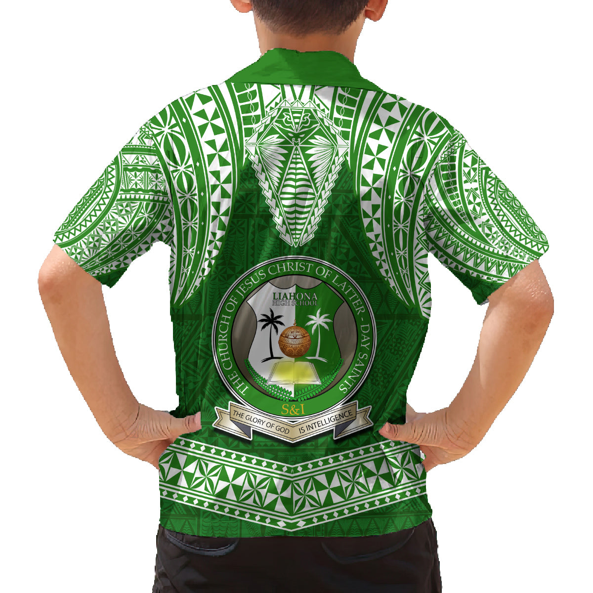 Tonga Liahona High School Family Matching Off Shoulder Maxi Dress and Hawaiian Shirt Traditional Ngatu and Polynesian Pattern LT03 - Polynesian Pride