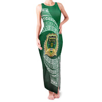 Tonga Saineha High School Family Matching Tank Maxi Dress and Hawaiian Shirt Traditional Ngatu and Polynesian Pattern LT03 Mom's Dress Green - Polynesian Pride