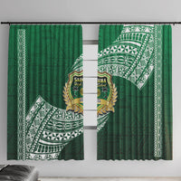 Tonga Saineha High School Window Curtain Traditional Ngatu and Polynesian Pattern LT03 With Hooks Green - Polynesian Pride