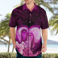Dolphin Couple Love Story Valentine Day Hawaiian Shirt With Polynesian Tribal Tattoo Pink Style LT03 - Polynesian Pride