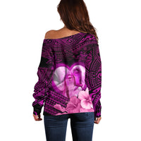 Dolphin Couple Love Story Valentine Day Off Shoulder Sweater With Polynesian Tribal Tattoo Pink Style LT03 - Polynesian Pride