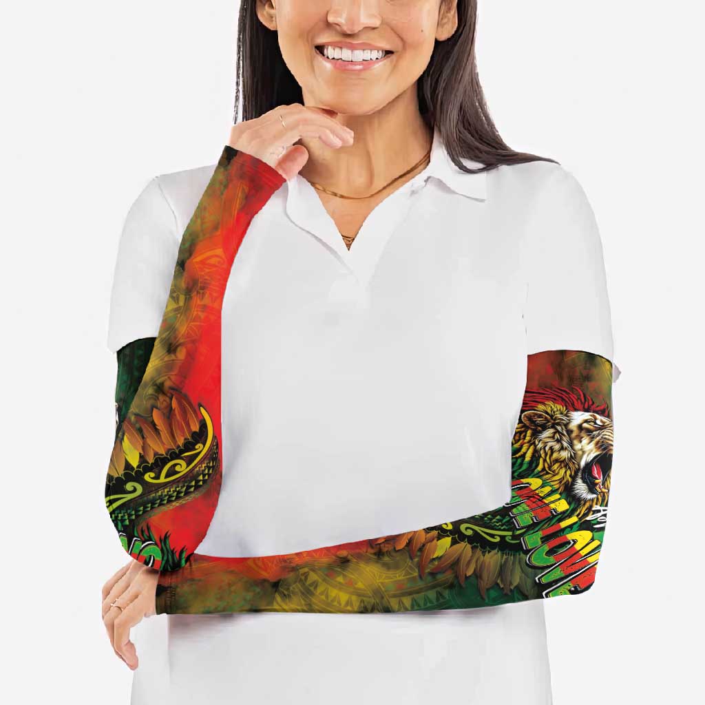 Aotearoa One Love Arm Sleeves Reggae Lion with Kakahu Huruhuru