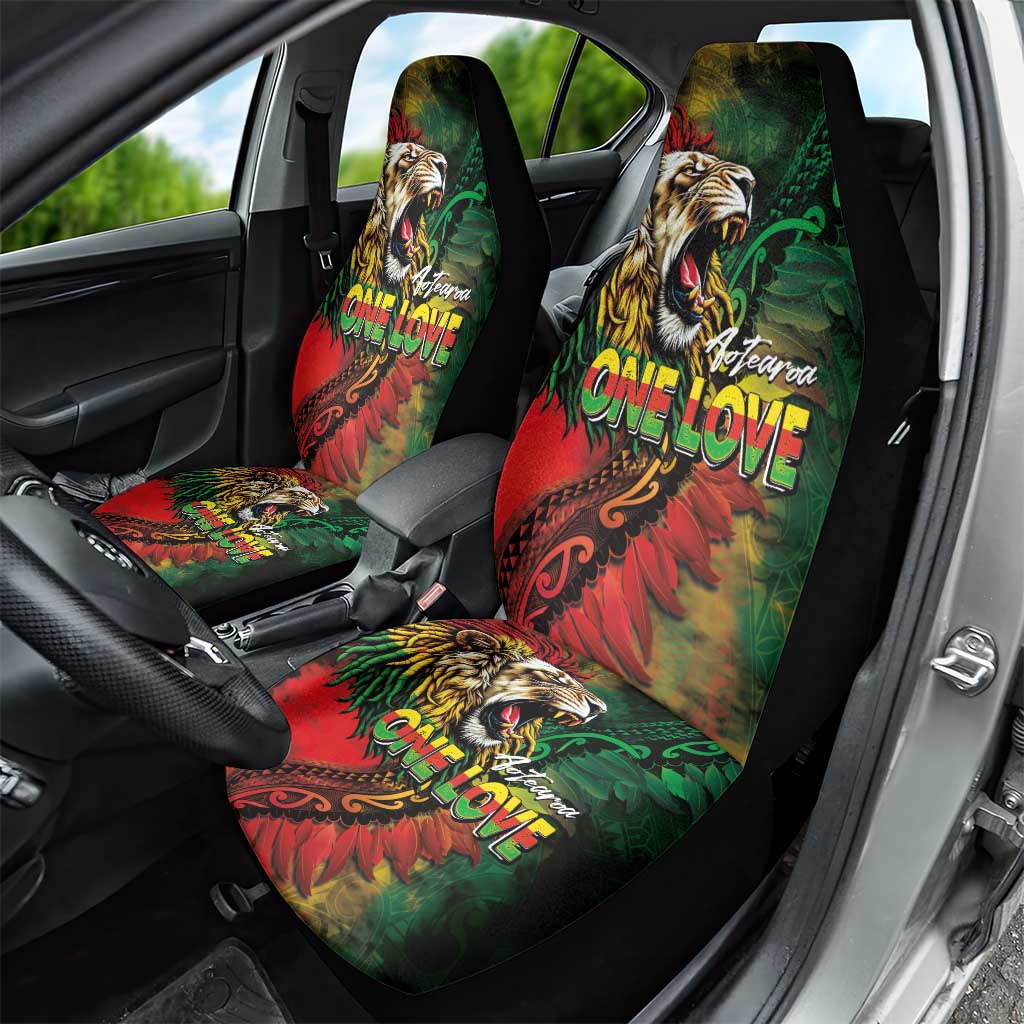 Aotearoa One Love Car Seat Cover Reggae Lion with Kakahu Huruhuru