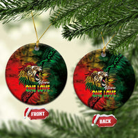 Aotearoa One Love Ceramic Ornament Reggae Lion with Kakahu Huruhuru
