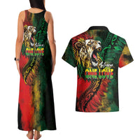 Aotearoa One Love Couples Matching Tank Maxi Dress and Hawaiian Shirt Reggae Lion with Kakahu Huruhuru LT03 - Polynesian Pride