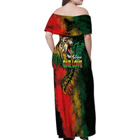 Aotearoa One Love Family Matching Off Shoulder Maxi Dress and Hawaiian Shirt Reggae Lion with Kakahu Huruhuru LT03 - Polynesian Pride