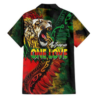 Aotearoa One Love Family Matching Off Shoulder Short Dress and Hawaiian Shirt Reggae Lion with Kakahu Huruhuru LT03 - Polynesian Pride