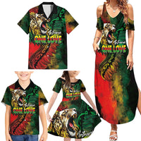 Aotearoa One Love Family Matching Summer Maxi Dress and Hawaiian Shirt Reggae Lion with Kakahu Huruhuru LT03 - Polynesian Pride