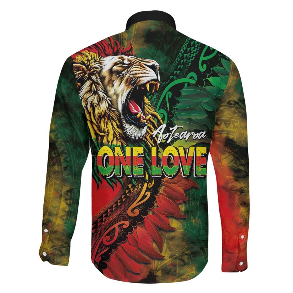 Aotearoa One Love Family Matching Summer Maxi Dress and Hawaiian Shirt Reggae Lion with Kakahu Huruhuru LT03 - Polynesian Pride