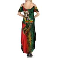 Aotearoa One Love Family Matching Summer Maxi Dress and Hawaiian Shirt Reggae Lion with Kakahu Huruhuru LT03 - Polynesian Pride