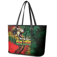 Aotearoa One Love Leather Tote Bag Reggae Lion with Kakahu Huruhuru LT03 - Polynesian Pride