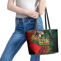 Aotearoa One Love Leather Tote Bag Reggae Lion with Kakahu Huruhuru LT03 - Polynesian Pride