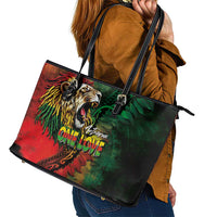 Aotearoa One Love Leather Tote Bag Reggae Lion with Kakahu Huruhuru LT03 - Polynesian Pride