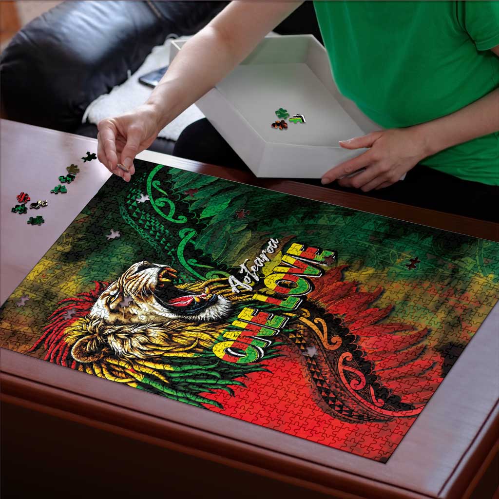 Aotearoa One Love Puzzle Reggae Lion with Kakahu Huruhuru LT03 - Polynesian Pride