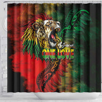 Aotearoa One Love Shower Curtain Reggae Lion with Kakahu Huruhuru