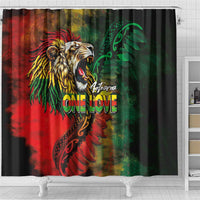 Aotearoa One Love Shower Curtain Reggae Lion with Kakahu Huruhuru