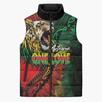 Aotearoa One Love Sleeveless Puffer Jacket Reggae Lion with Kakahu Huruhuru