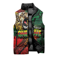 Aotearoa One Love Sleeveless Puffer Jacket Reggae Lion with Kakahu Huruhuru