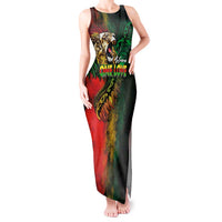 Aotearoa One Love Tank Maxi Dress Reggae Lion with Kakahu Huruhuru LT03 Women Black - Polynesian Pride