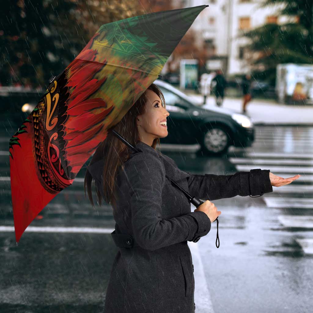 Aotearoa One Love Umbrella Reggae Lion with Kakahu Huruhuru