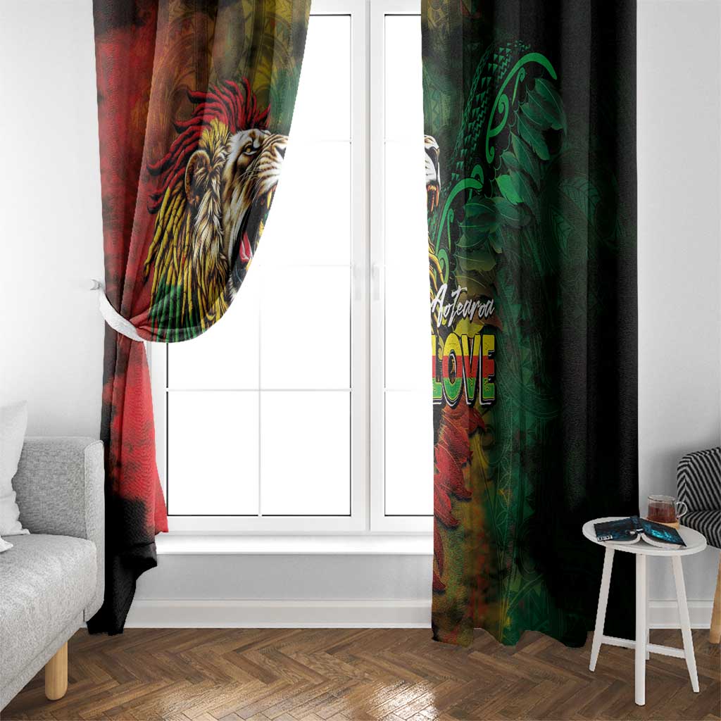 Aotearoa One Love Window Curtain Reggae Lion with Kakahu Huruhuru