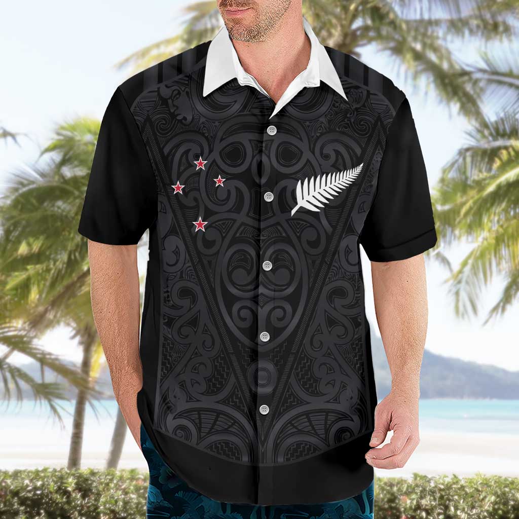 Custom Aotearoa Rugby Hawaiian Shirt Fern Blacks-Traditional Maori Motifs Design