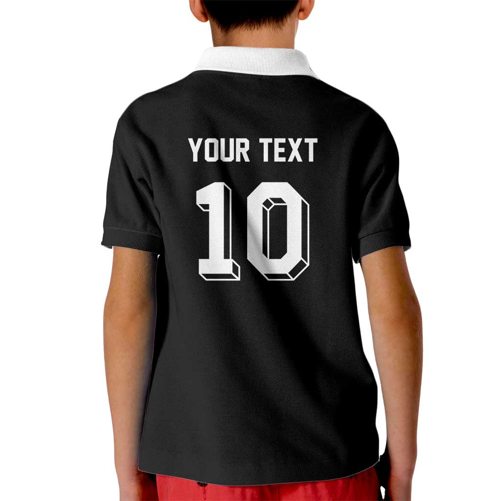 Custom Aotearoa Rugby Kid Polo Shirt Fern Blacks-Traditional Maori Motifs Design