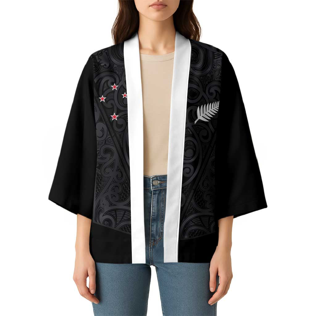 Custom Aotearoa Rugby Kimono Fern Blacks-Traditional Maori Motifs Design