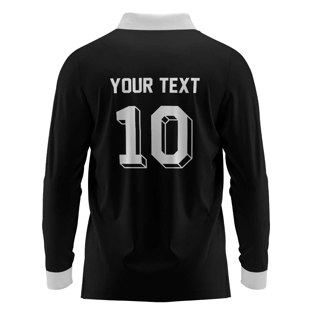 Custom Aotearoa Rugby Long Sleeve Polo Shirt Fern Blacks-Traditional Maori Motifs Design LT03 - Polynesian Pride
