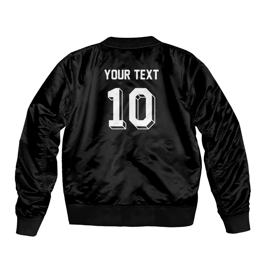 Custom Aotearoa Rugby Sleeve Zip Bomber Jacket Fern Blacks-Traditional Maori Motifs Design