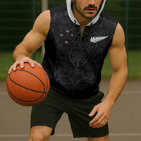 Custom Aotearoa Rugby Sleeveless Zip Hoodie Fern Blacks-Traditional Maori Motifs Design LT03 - Polynesian Pride