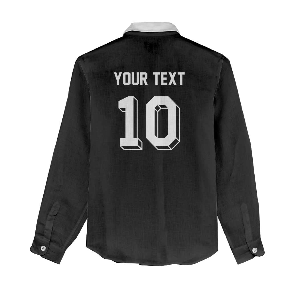Custom Aotearoa Rugby Women Casual Shirt Fern Blacks-Traditional Maori Motifs Design LT03 - Polynesian Pride