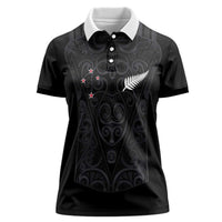 Custom Aotearoa Rugby Women Polo Shirt Fern Blacks-Traditional Maori Motifs Design LT03 Female Black - Polynesian Pride