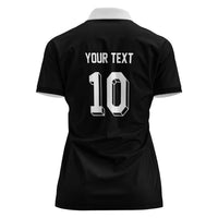 Custom Aotearoa Rugby Women Polo Shirt Fern Blacks-Traditional Maori Motifs Design LT03 - Polynesian Pride