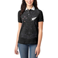 Custom Aotearoa Rugby Women Polo Shirt Fern Blacks-Traditional Maori Motifs Design LT03 - Polynesian Pride