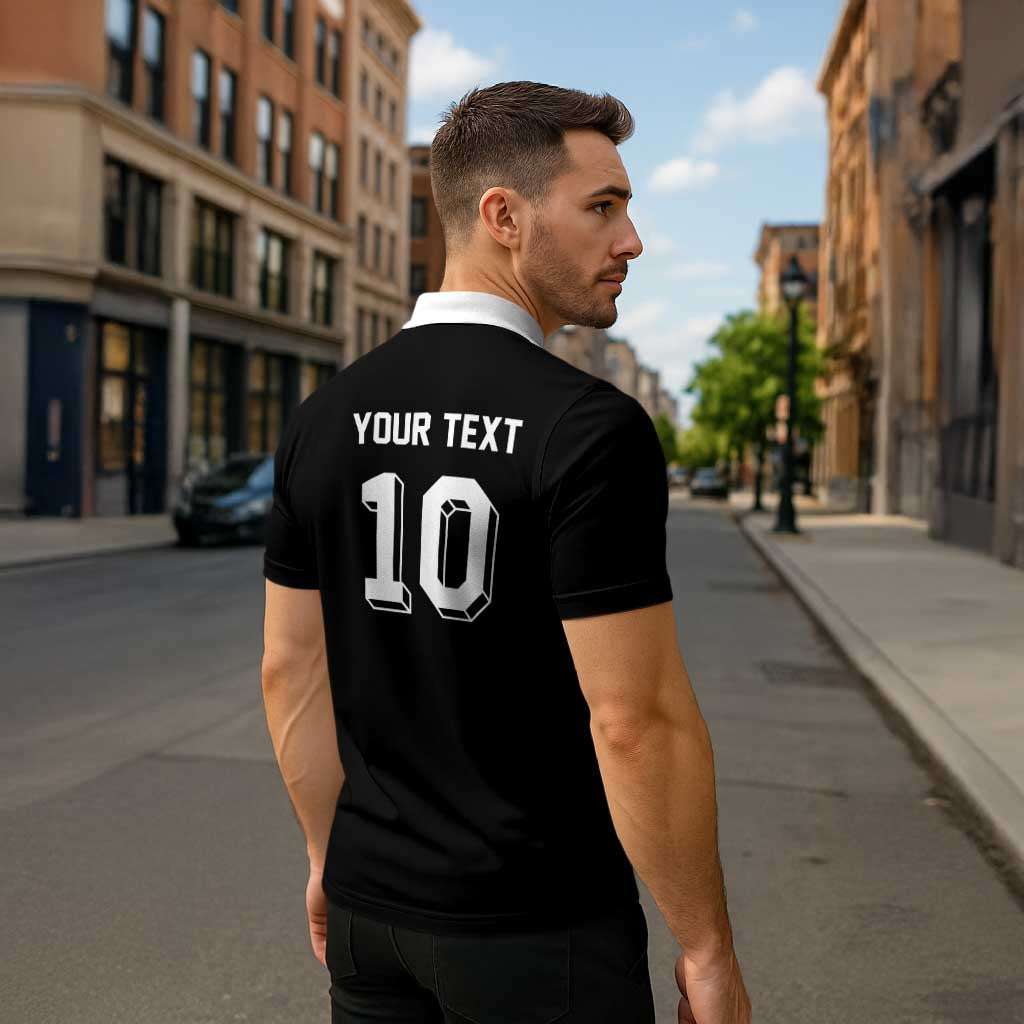 Custom Aotearoa Rugby Zipper Polo Shirt Fern Blacks-Traditional Maori Motifs Design LT03 - Polynesian Pride