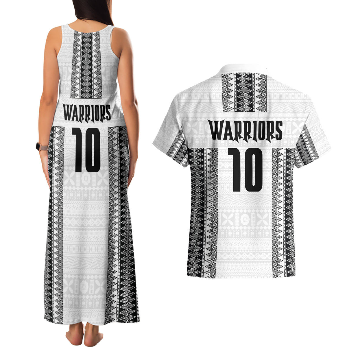 Fiji Rugby Warriors Couples Matching Tank Maxi Dress and Hawaiian Shirt Masi Tribal Pattern Go Champion 2024 LT03 - Polynesian Pride