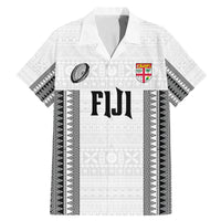 Fiji Rugby Warriors Family Matching Mermaid Dress and Hawaiian Shirt Masi Tribal Pattern Go Champion 2024 LT03 Dad's Shirt - Short Sleeve White - Polynesian Pride