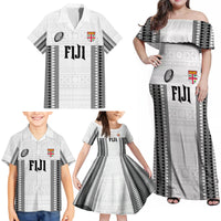 Fiji Rugby Warriors Family Matching Off Shoulder Maxi Dress and Hawaiian Shirt Masi Tribal Pattern Go Champion 2024 LT03 - Polynesian Pride