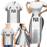 Fiji Rugby Warriors Family Matching Short Sleeve Bodycon Dress and Hawaiian Shirt Masi Tribal Pattern Go Champion 2024 LT03 - Polynesian Pride