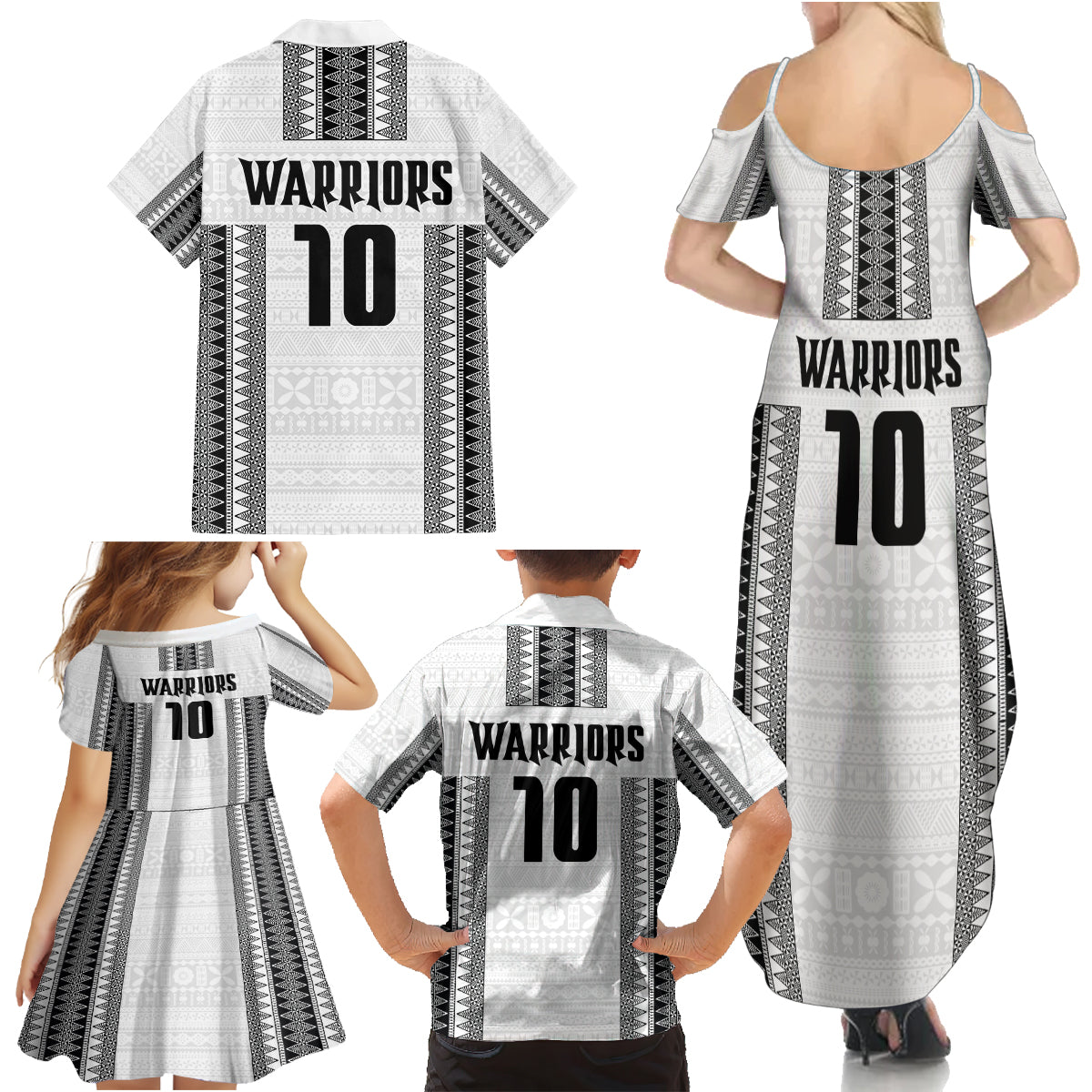 Fiji Rugby Warriors Family Matching Summer Maxi Dress and Hawaiian Shirt Masi Tribal Pattern Go Champion 2024 LT03 - Polynesian Pride