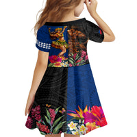 Hawaii and Samoa Together Family Matching Off Shoulder Short Dress and Hawaiian Shirt Samoan Warrior and Beauty Hula Girl LT03 - Polynesian Pride