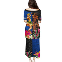 Hawaii and Samoa Together Family Matching Puletasi and Hawaiian Shirt Samoan Warrior and Beauty Hula Girl LT03 - Polynesian Pride
