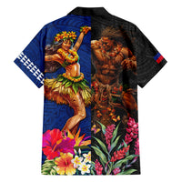 Hawaii and Samoa Together Family Matching Summer Maxi Dress and Hawaiian Shirt Samoan Warrior and Beauty Hula Girl LT03 - Polynesian Pride