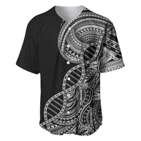 Samoan DNA Art Tattoo Baseball Jersey Polynesian Pattern Black Color