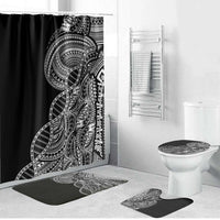 Samoan DNA Art Tattoo Bathroom Set Polynesian Pattern Black Color